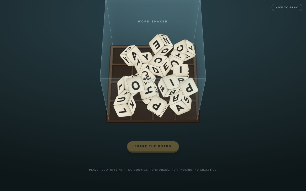 Word Shaker letter grid during play